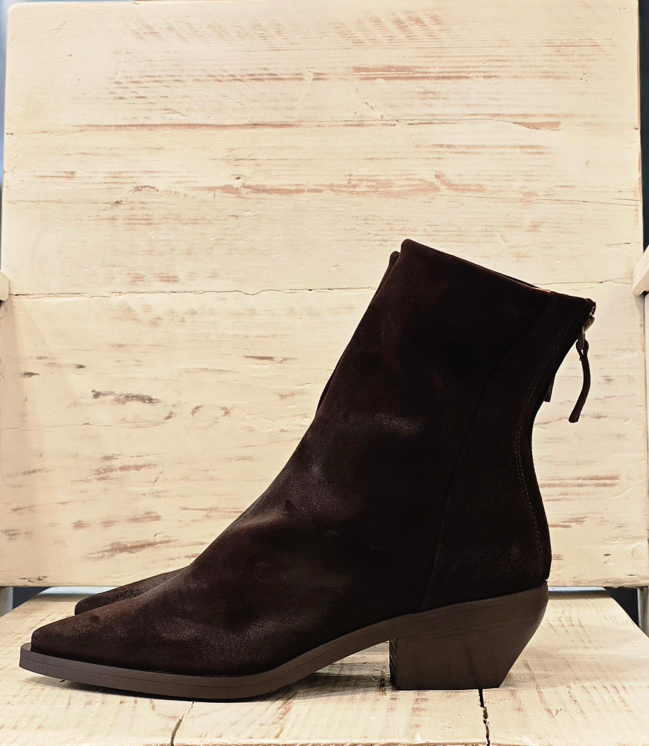 Texano zip dietro tacco basso